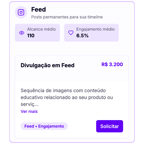 Pacotes de feed com postagens estáticas ou carrossel